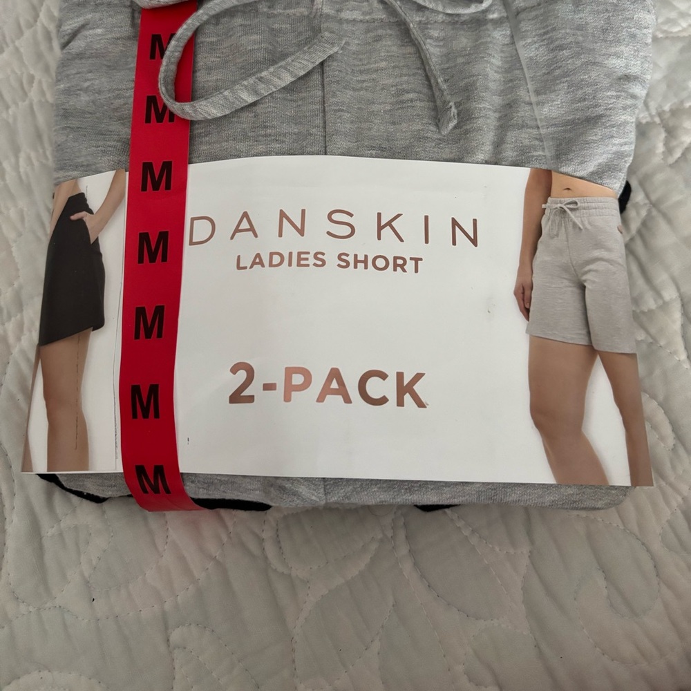 Danskin Women's Gray and Black Athletic Shorts 2-Pack